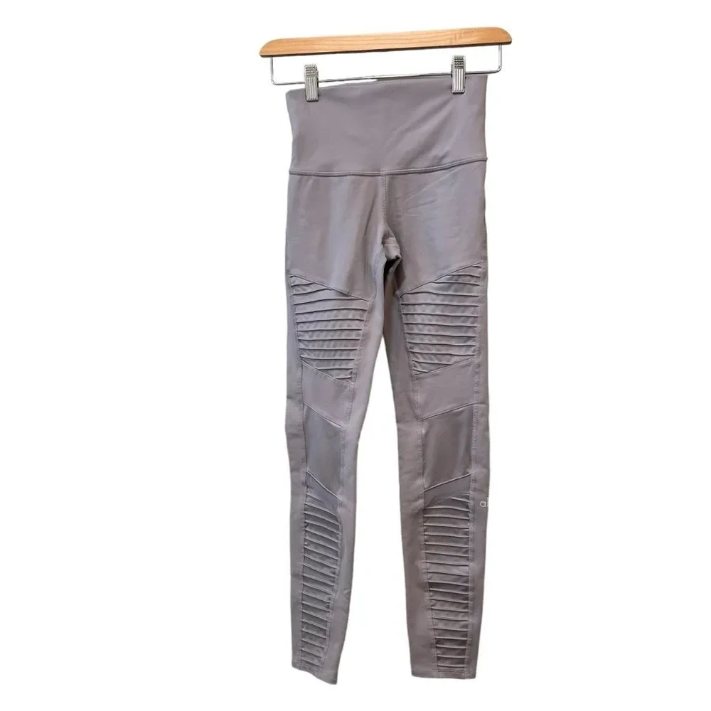 Alo Full Length Light Gray Activewear Workout Leggings Womens Extra Small Yoga‎
